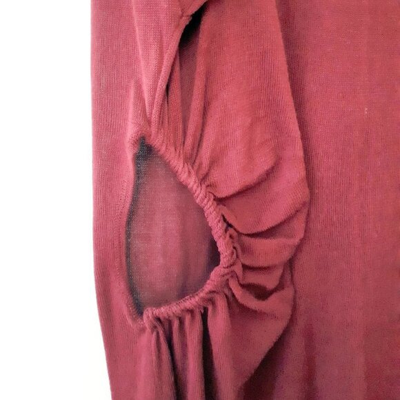 NWT Zara plum burgundy long sleeve cotton dress with side cutouts, L - Picture 10 of 10